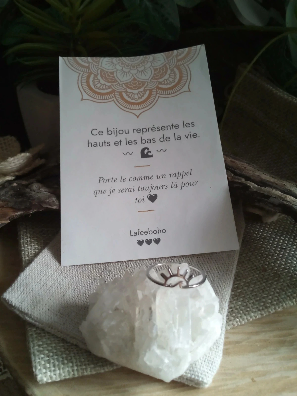 Bague vague de la vie argentée+ carte – photo 3
